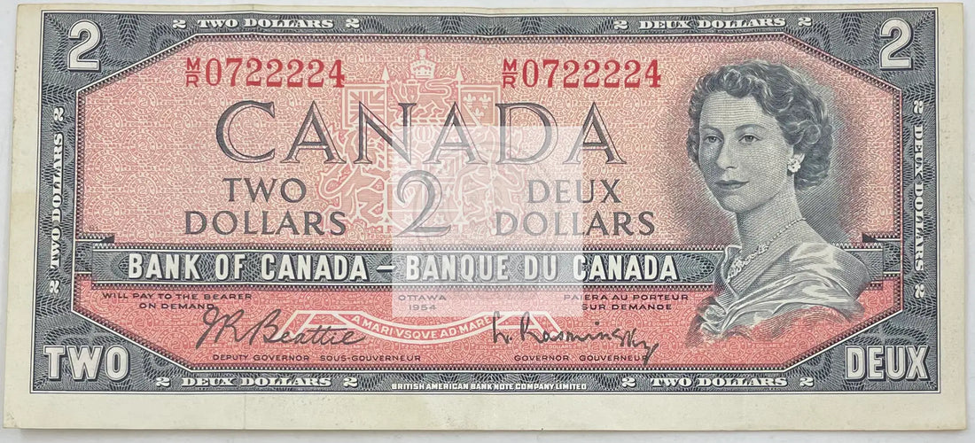 Canada 2 dollars 1954 P-76a, Used Banknote - Cool Coins & Notes