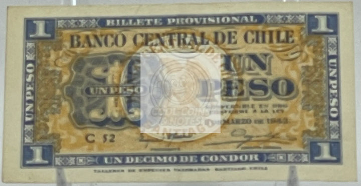 Chile 1943 Peso P90c,1 Peso AU World Banknote - Cool Coins & Notes