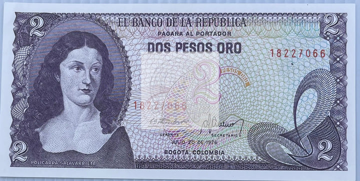 Colombia, 2 Pesos Oro, 1976, P-413b, UNC World Banknote Currency - Cool Coins & Notes