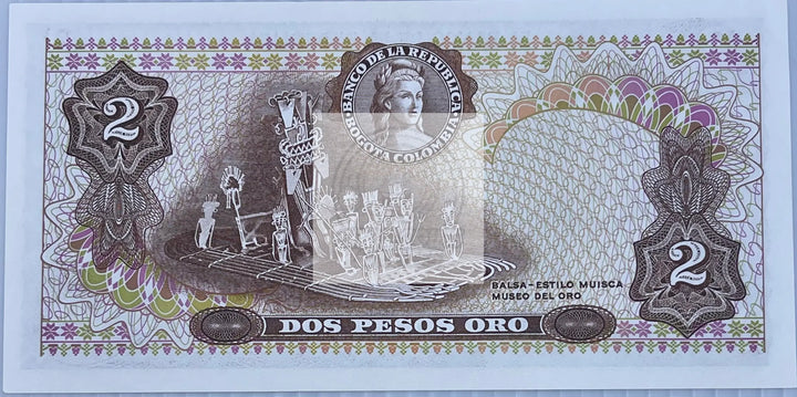 Colombia, 2 Pesos Oro, 1976, P-413b, UNC World Banknote Currency - Cool Coins & Notes