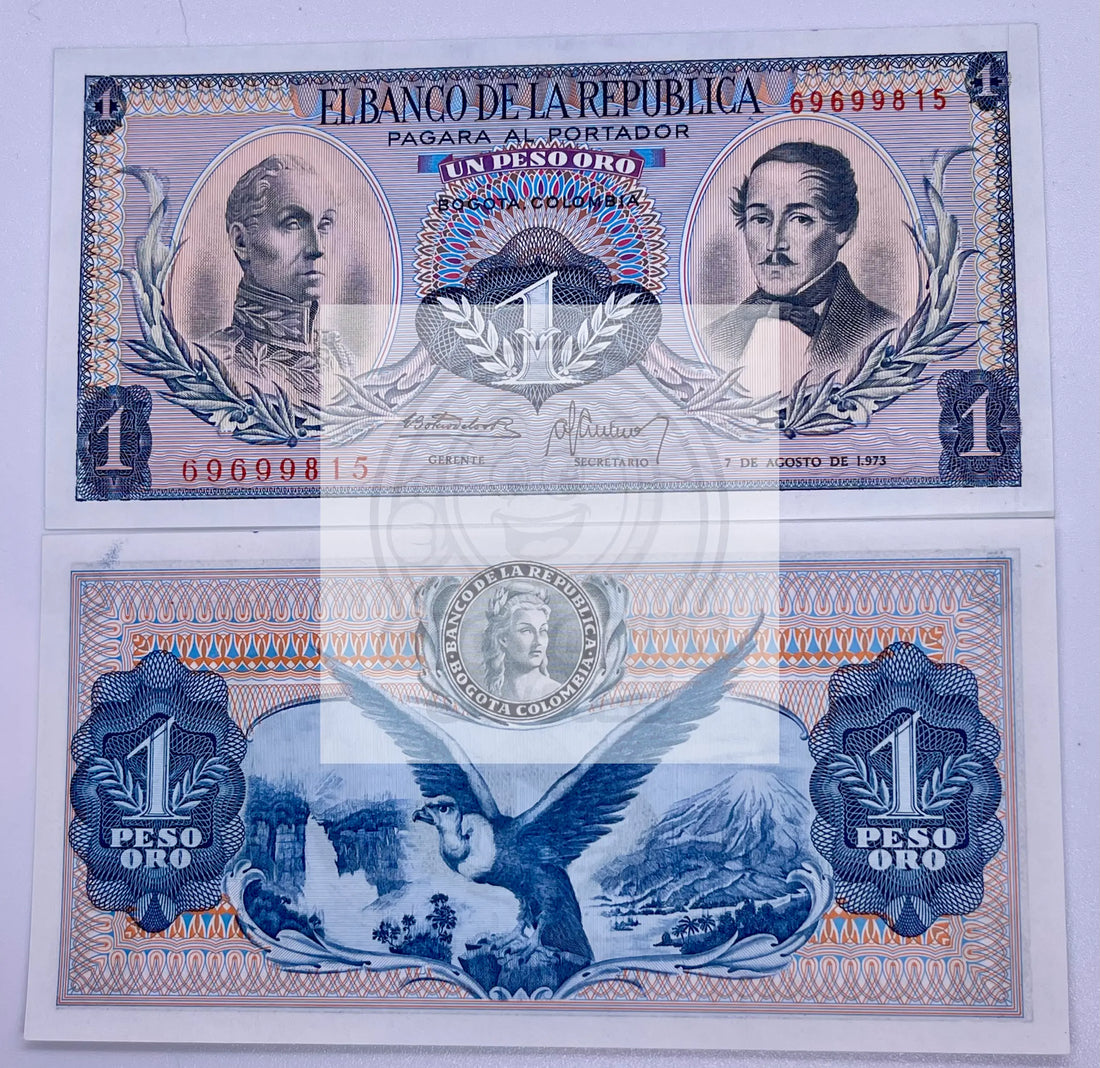 Columbia 1 Peso Oro 1973 P404 UNC World Banknote - Cool Coins & Notes