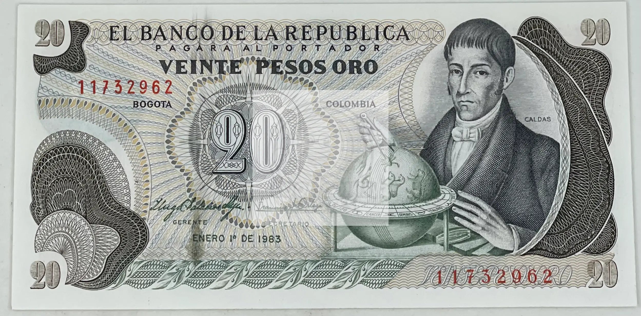 Columbia 1983 20 Pesos Oro P409d UNC, World Banknote - Cool Coins & Notes