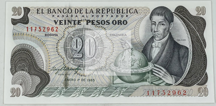 Columbia 1983 20 Pesos Oro P409d UNC, World Banknote - Cool Coins & Notes