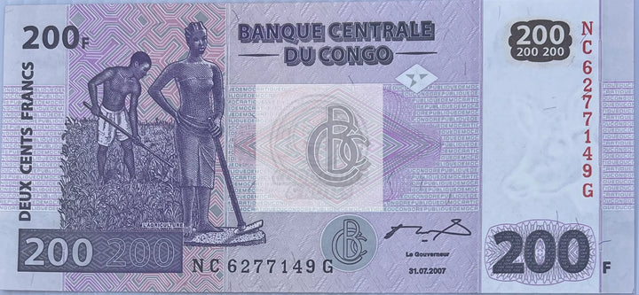 Congo 2007 200 Francs P-8 UNC World Banknote Currency - Cool Coins & Notes