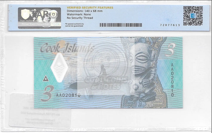 Cook Islands $3 2021  UNC 60-70 Authenticated - Cool Coins & Notes