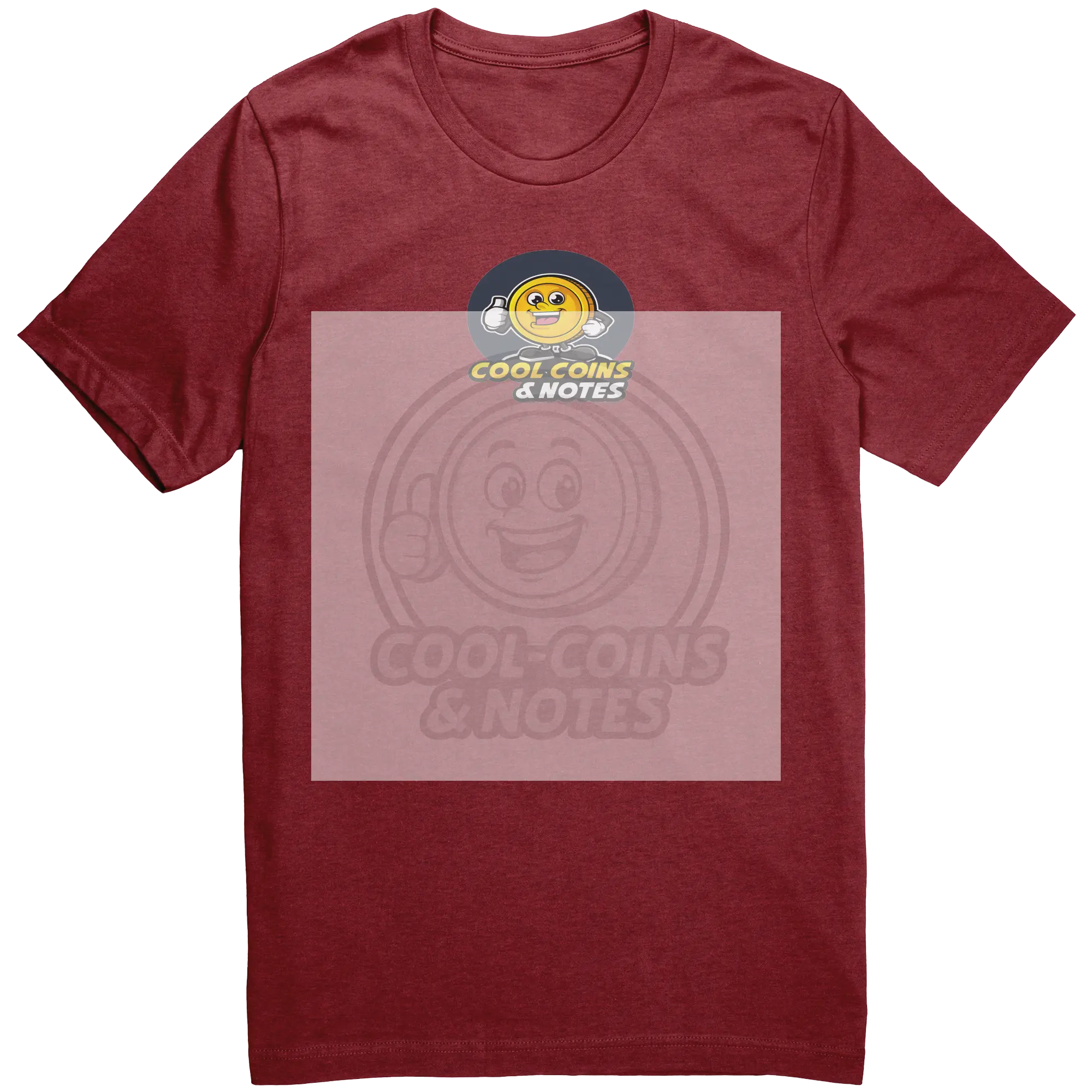 Cool_Coins_Tee_Shirt_Canvas_Heather_Canvas_Red_Front_Mockup.png