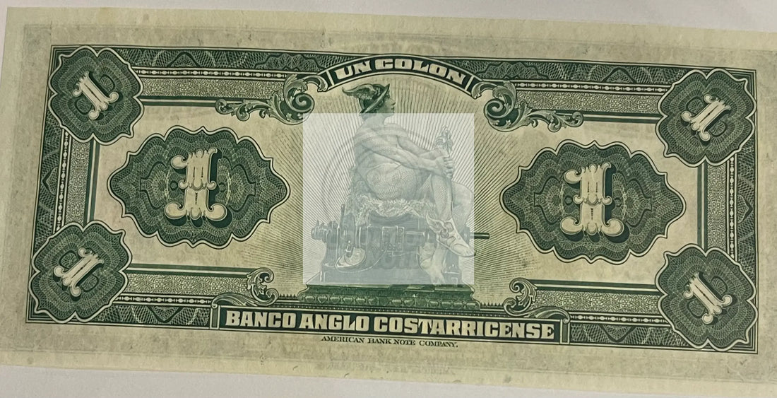 Costa Rica 1917 1 Colon P-S121r UNC, World Banknote Currency - Cool Coins & Notes