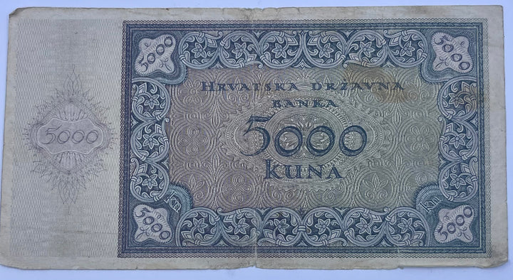 Croatia 1943 1000 Kuna P-14 Used World Banknote Cool Coins & Notes 