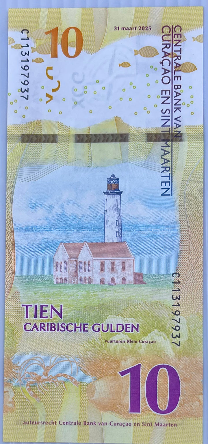 Curacao & Saint Maarten 2025 10 Gulden P-1 UNC Banknote - Cool Coins & Notes