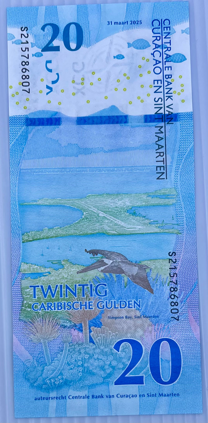 Curacao & Saint Maarten 2025 20 Gulden P-2 UNC Banknote - Cool Coins & Notes