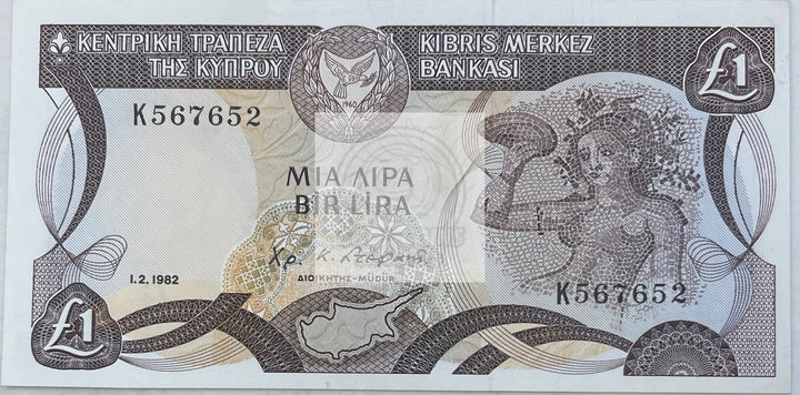 Cyprus 1982 1 Pound P-50 UNC World Banknote Currency - Cool Coins & Notes