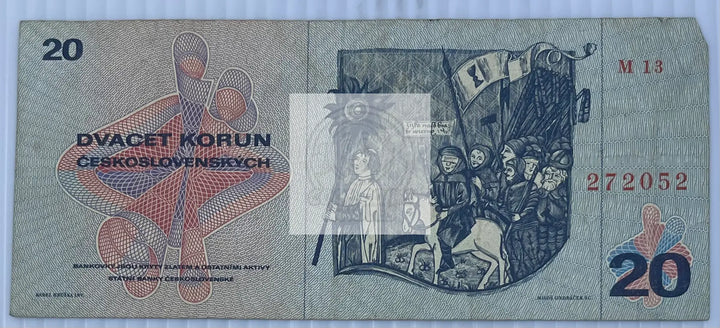 Czechoslovakia 1970 20 Korun P-92b, Used World Banknote Currency - Cool Coins & Notes