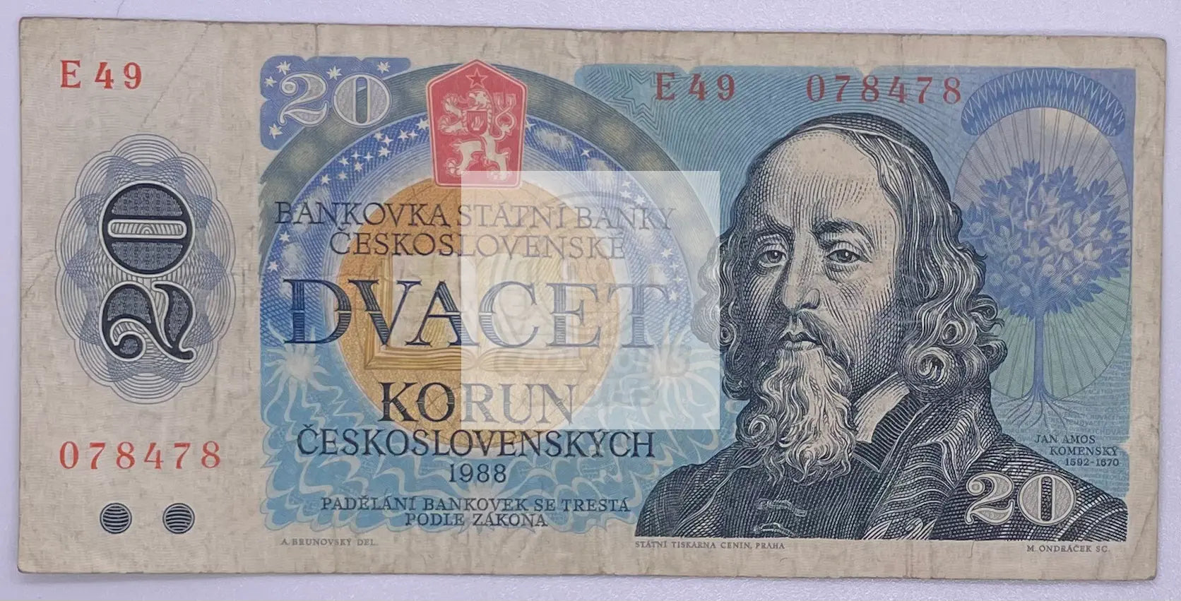 Czechoslovakia 1988 20 Korun P-95, Used Banknote - Cool Coins & Notes