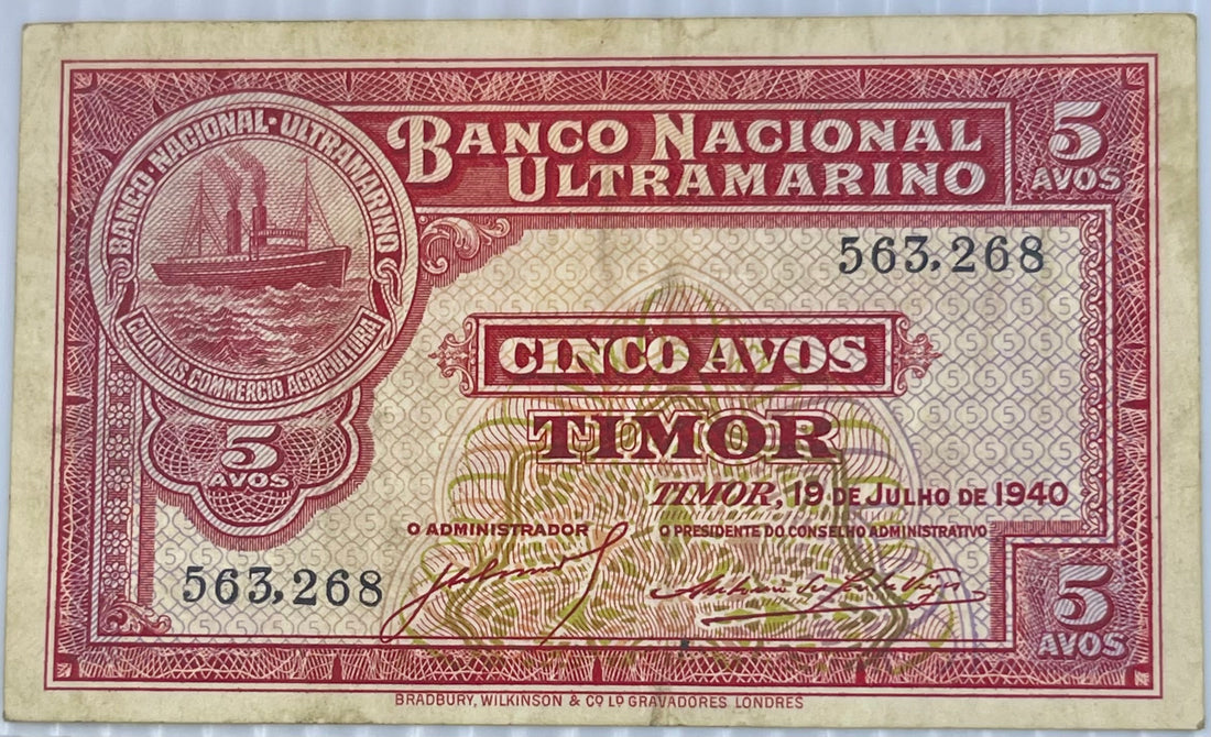Timor 1940 5 Avos P-12 Used World Banknote Currency
