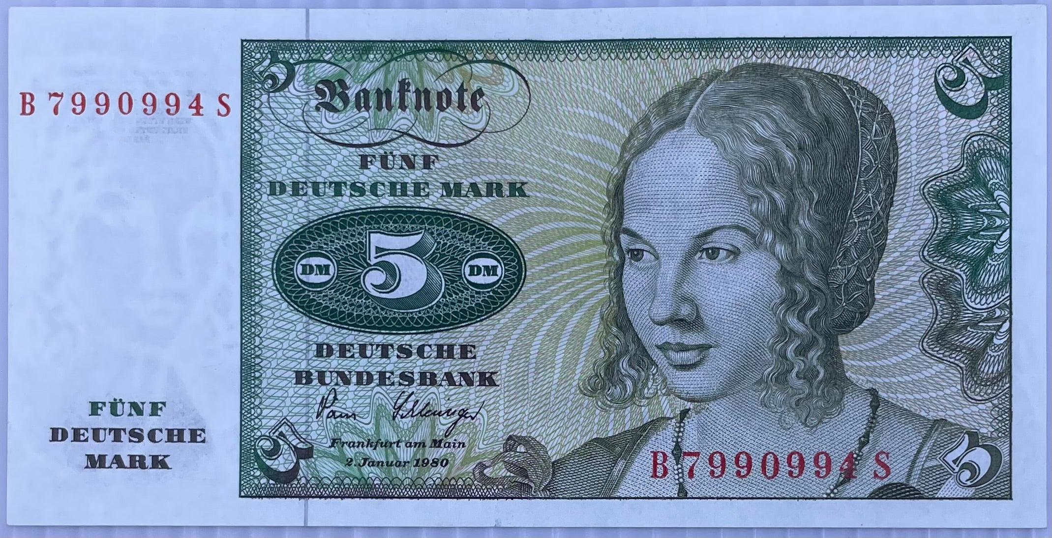 1980 Germany 5 Mark P-30 Banknote, Used From Lot