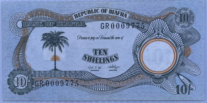 1969 Biafra 10 Shillings P-4 World Banknote