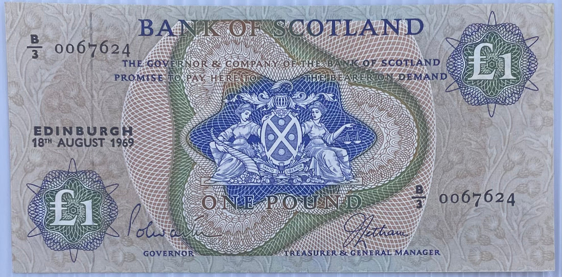 1969 Scotland 1 Pound P-109B UNC World Banknote