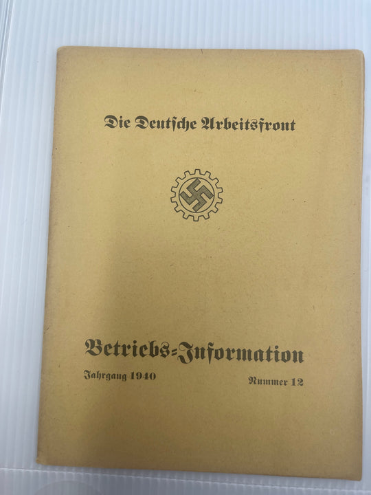 DAF Die Deutsche Arbeitsfront Betriebs Information No. 12 & 14 1940 Nazi Germany
