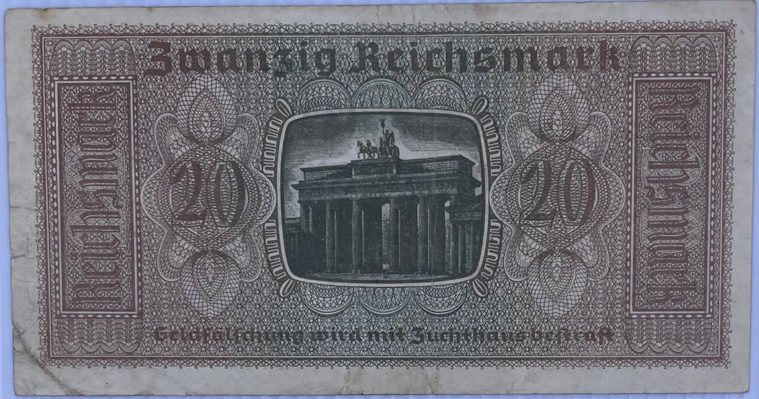 Germany 1940 20 Reichmark WW2 P-R139, Used Banknote
