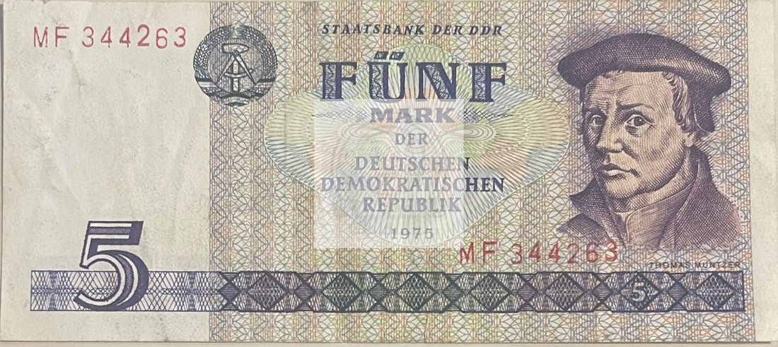 DDR Germany 1975 5 Mark P-27b Used World Banknote Currency - Cool Coins & Notes