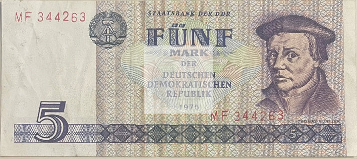DDR Germany 1975 5 Mark P-27b Used World Banknote Currency - Cool Coins & Notes