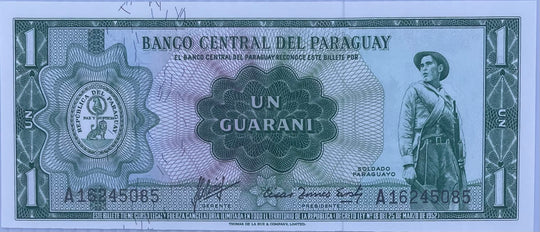 PARAGUAY 1 Guarani, 1952, P-193, UNC World Currency