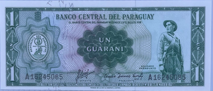 PARAGUAY 1 Guarani, 1952, P-193, UNC World Currency