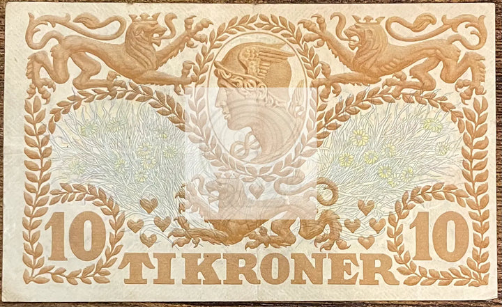 Denmark 1943 10 Kroner P-31p.6 Used World Banknote Currency - Cool Coins & Notes