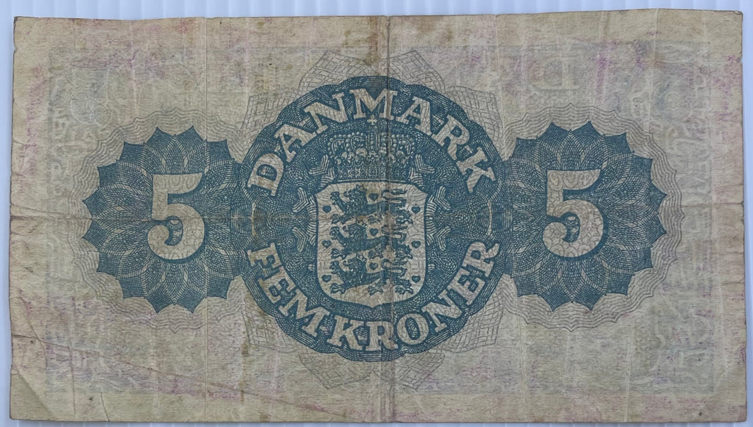 Denmark 1944-50 5 Kroner P-35a Used World Banknote Currency - Cool Coins & Notes