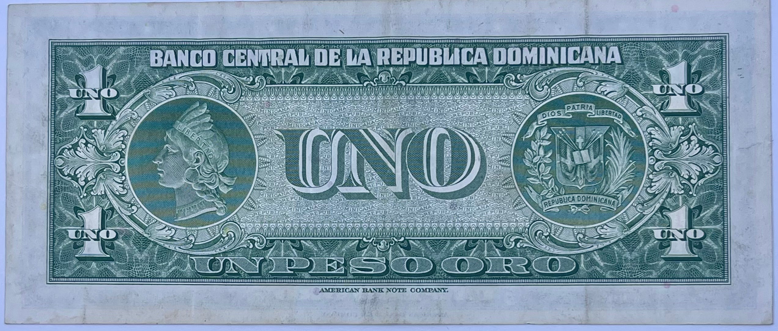 Dominican Republic 1947 1 Peso P-60a Used World Banknote Cool Coins & Notes 