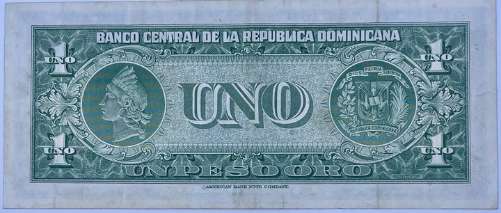 Dominican Republic 1947 1 Peso P-60a Used World Banknote Cool Coins & Notes 