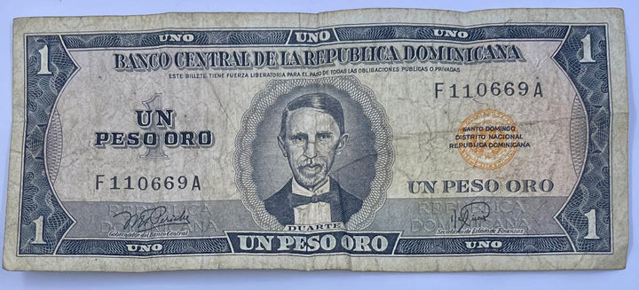Dominican Republic 1978 1 Peso P-108 Used World Banknote Cool Coins & Notes 