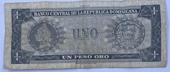 Dominican Republic 1978 1 Peso P-108 Used World Banknote Cool Coins & Notes 