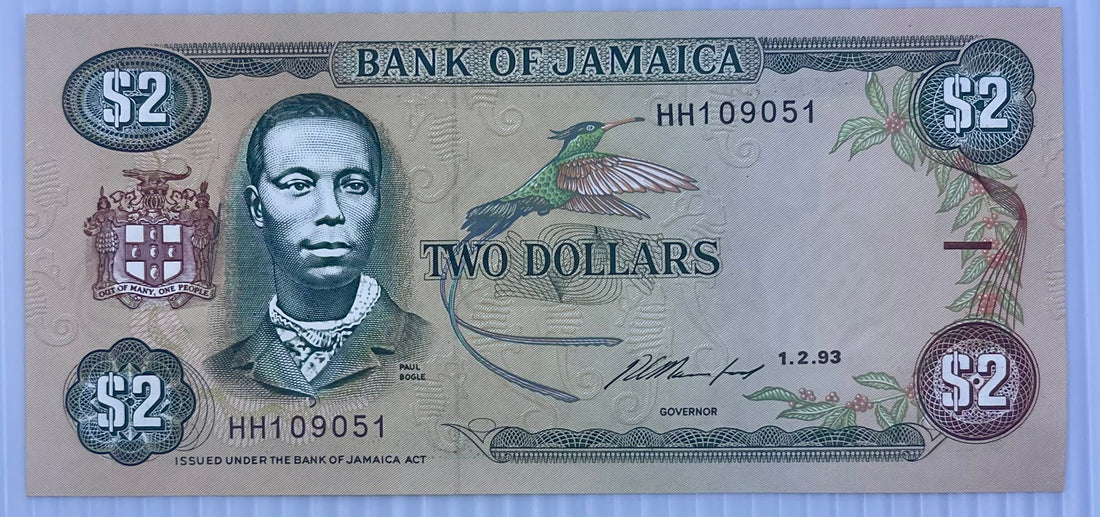 Jamaica 1989 2 Dollars P-69 UNC World Banknote Currency