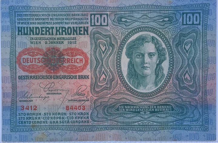 Austria 1919 100 Kronen P-56 Used World Banknote From Lot