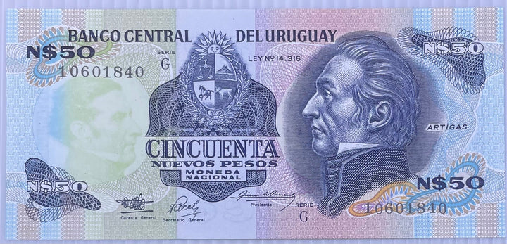 Uruguay 50 Nuevos Pesos Series G KM61a UNC Banknote