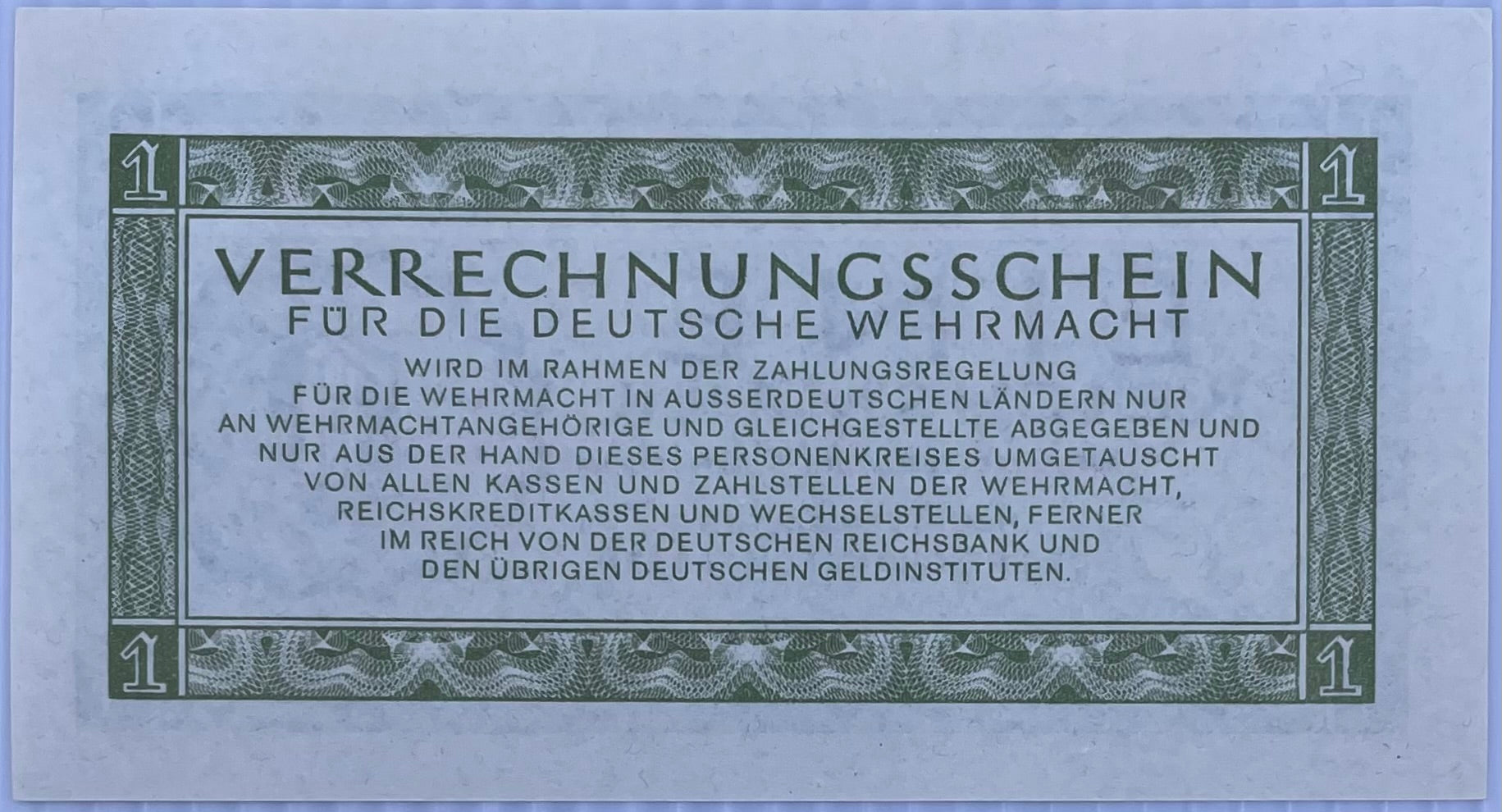 Germany 1944 1 Reichsmark P-M30, R-511 UNC Nazi Swastika WehrmachtWorld Banknote