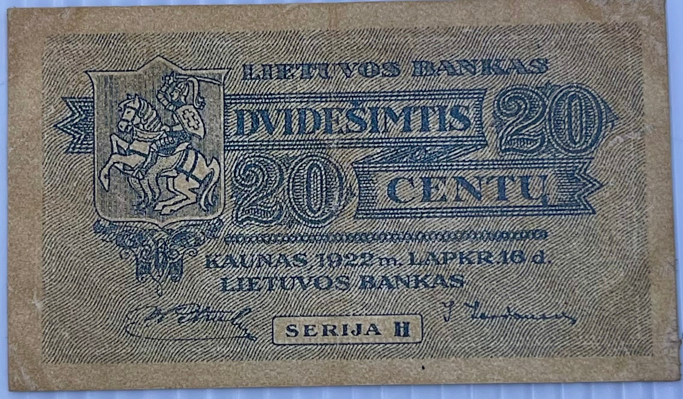 Lithuania 1922 20 Cents P-11 Used Banknote