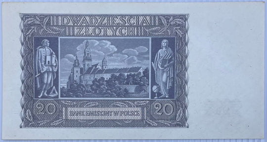 1940 Poland 20 Zlotych P-95B UNC World Banknote