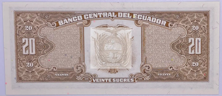 ECUADOR 20 VEINTE SUCRES 1988 NOTE Pick-121, Used Banknote - Cool Coins & Notes