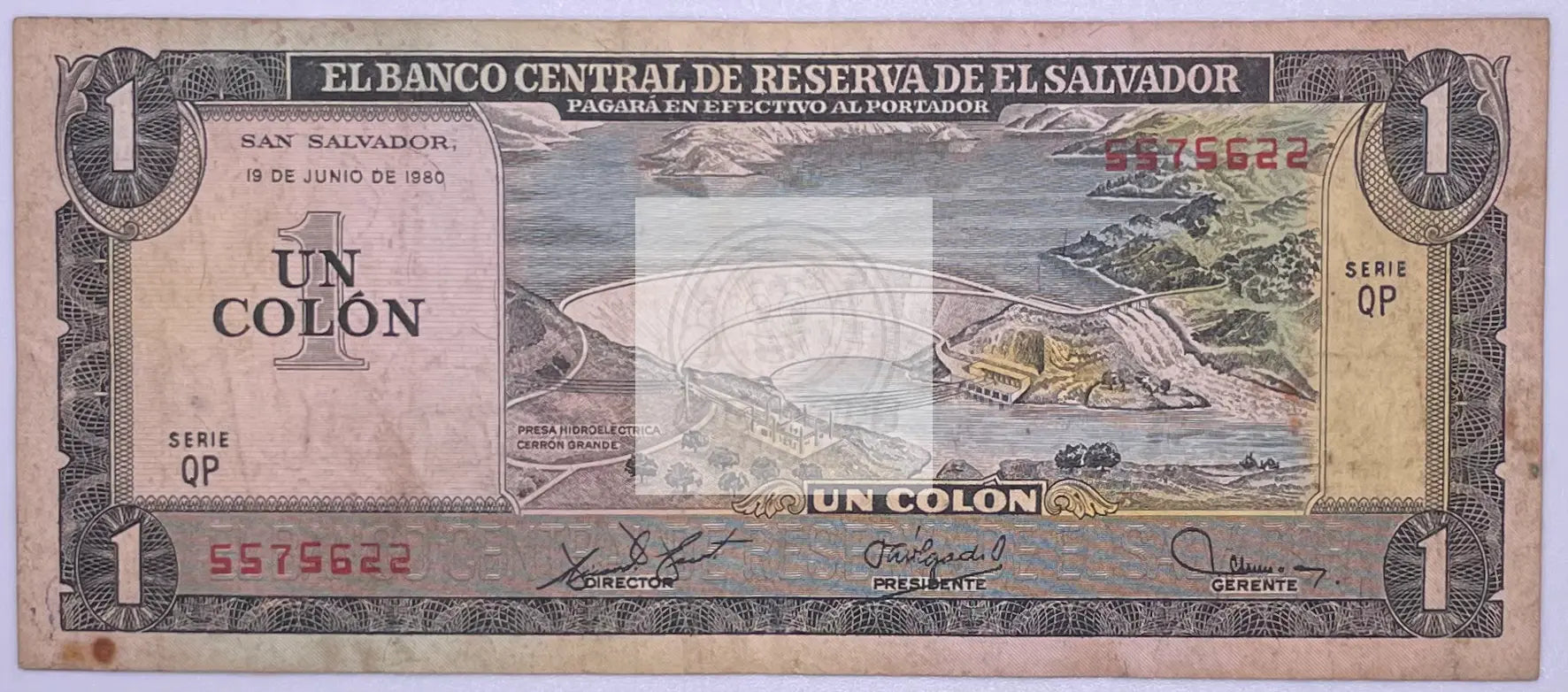EL SALVADOR 1 COLON 1977 / 1980, Used Banknote - Cool Coins & Notes
