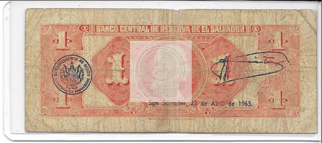 EL SALVADOR 1964 1 COLON P-105, Used Banknote - Cool Coins & Notes
