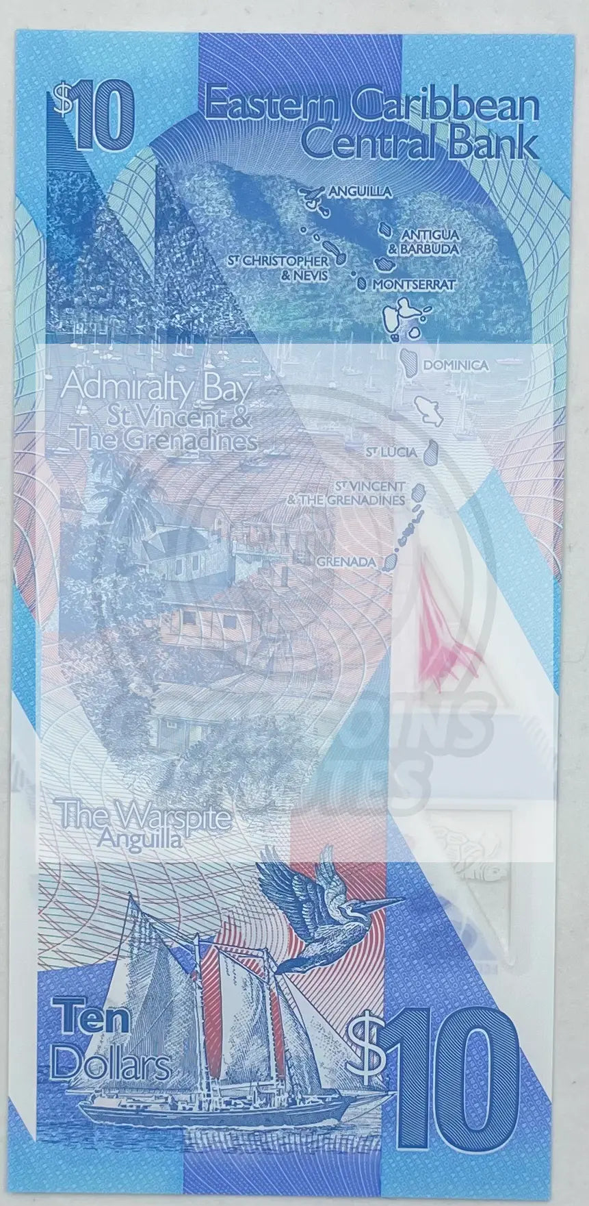 East Caribbean States 10 Dollars 2019 P-57 UNC Banknote Polymer - Cool Coins & Notes