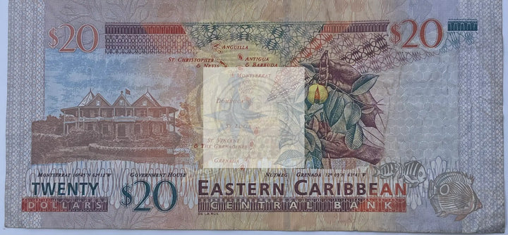 East Caribbean States 2012 20 Dollars P-53a, Used World Banknote Currency - Cool Coins & Notes