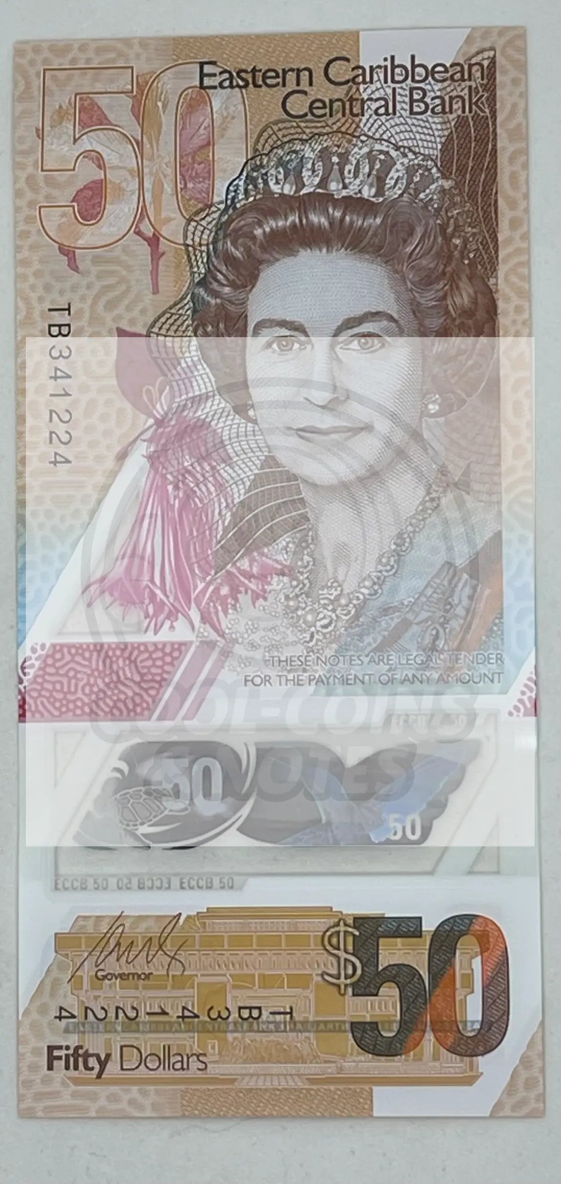 East Caribbean States, $50 ND (2019) P-58a, Vertical Polymer, QEII UN - Cool Coins & Notes