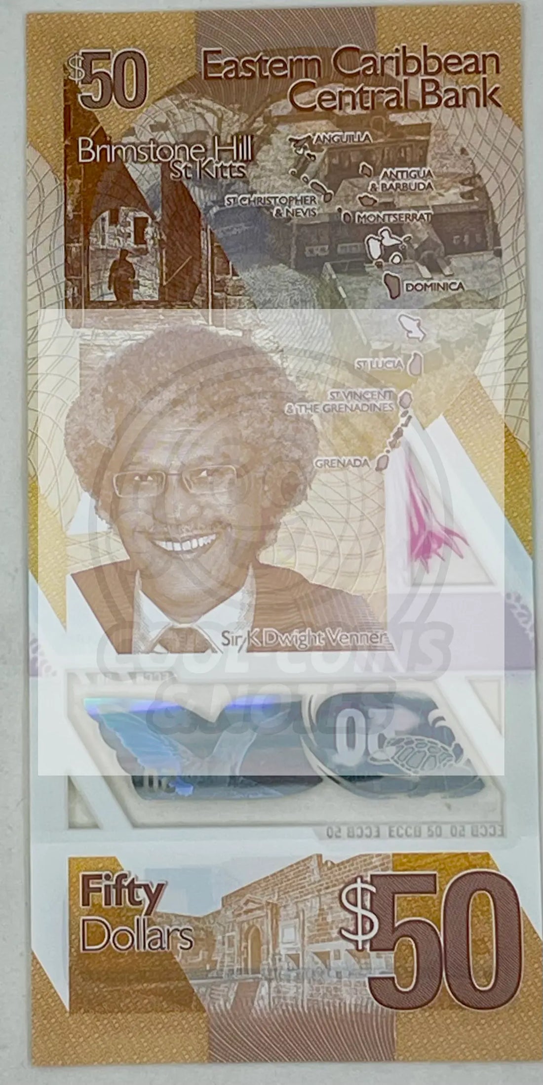 East Caribbean States, $50 ND (2019) P-58a, Vertical Polymer, QEII UN - Cool Coins & Notes