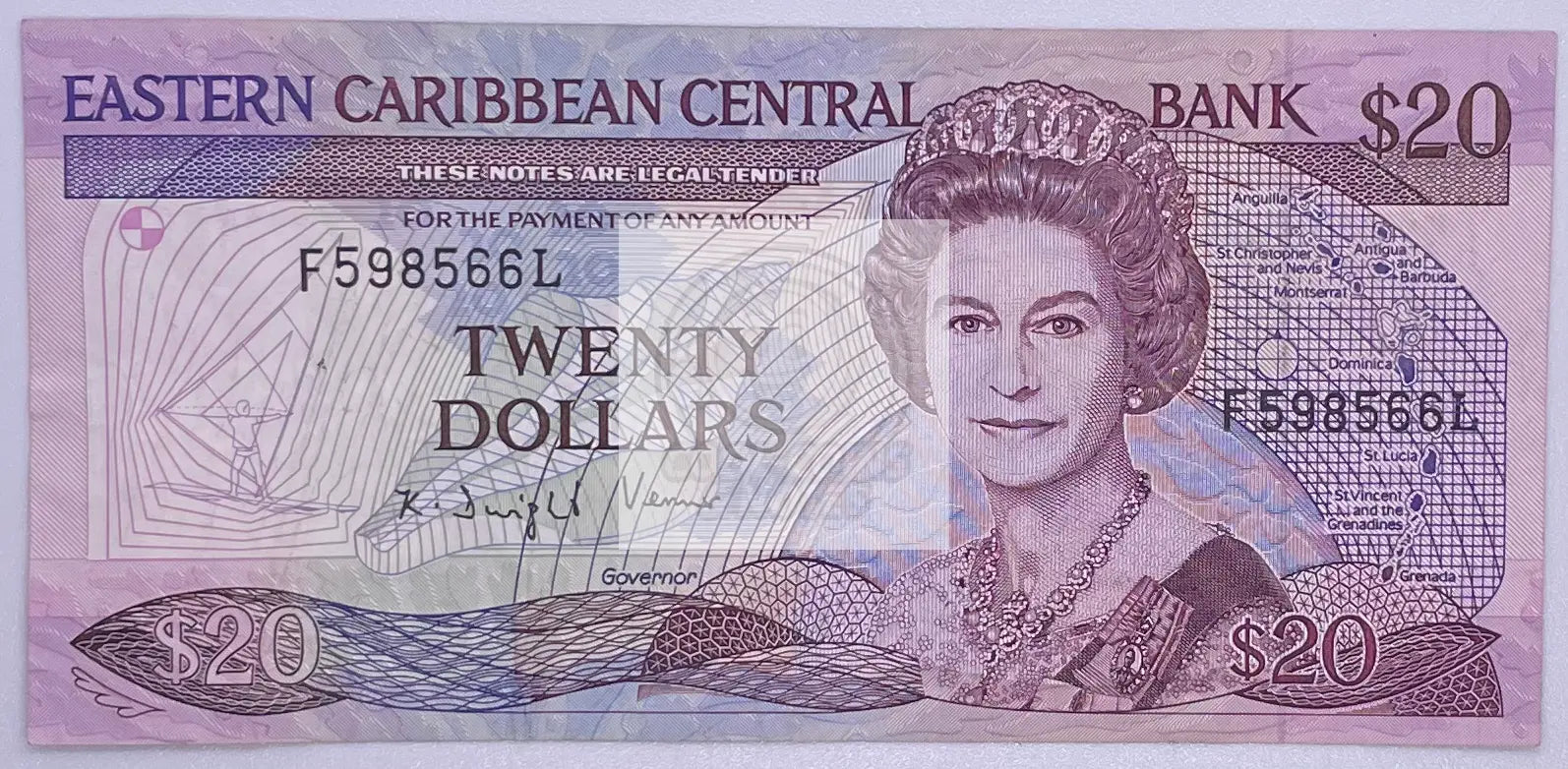 Eastern Caribbean States 20 Dollars Banknote 1988-93 Pic#24L - Cool Coins & Notes
