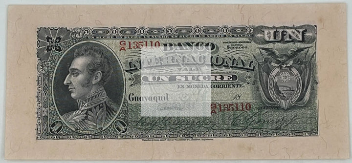 Ecuador 1886-1894 1 Sucre P-S172 UNC, WorldBanknote - Cool Coins & Notes
