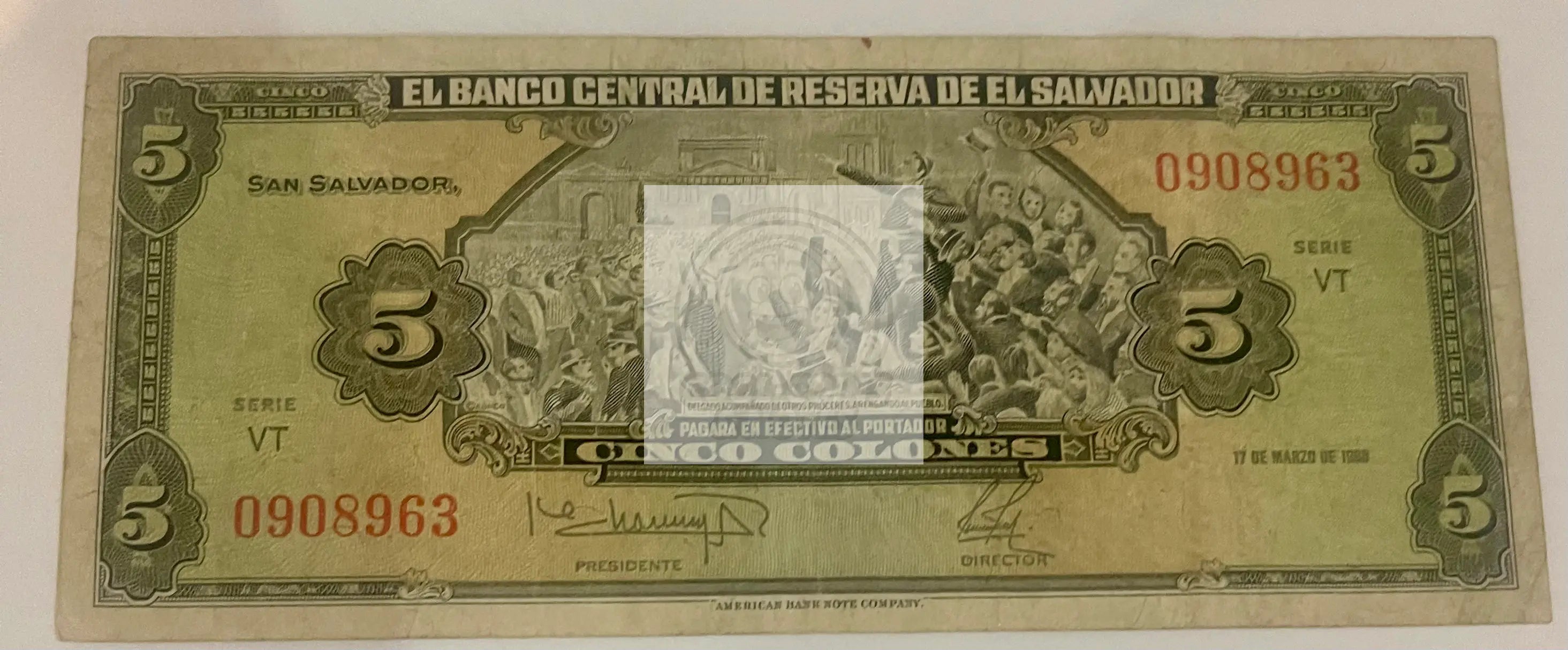 El Salvador 5 Colones, 1988 P-134b - Cool Coins & Notes