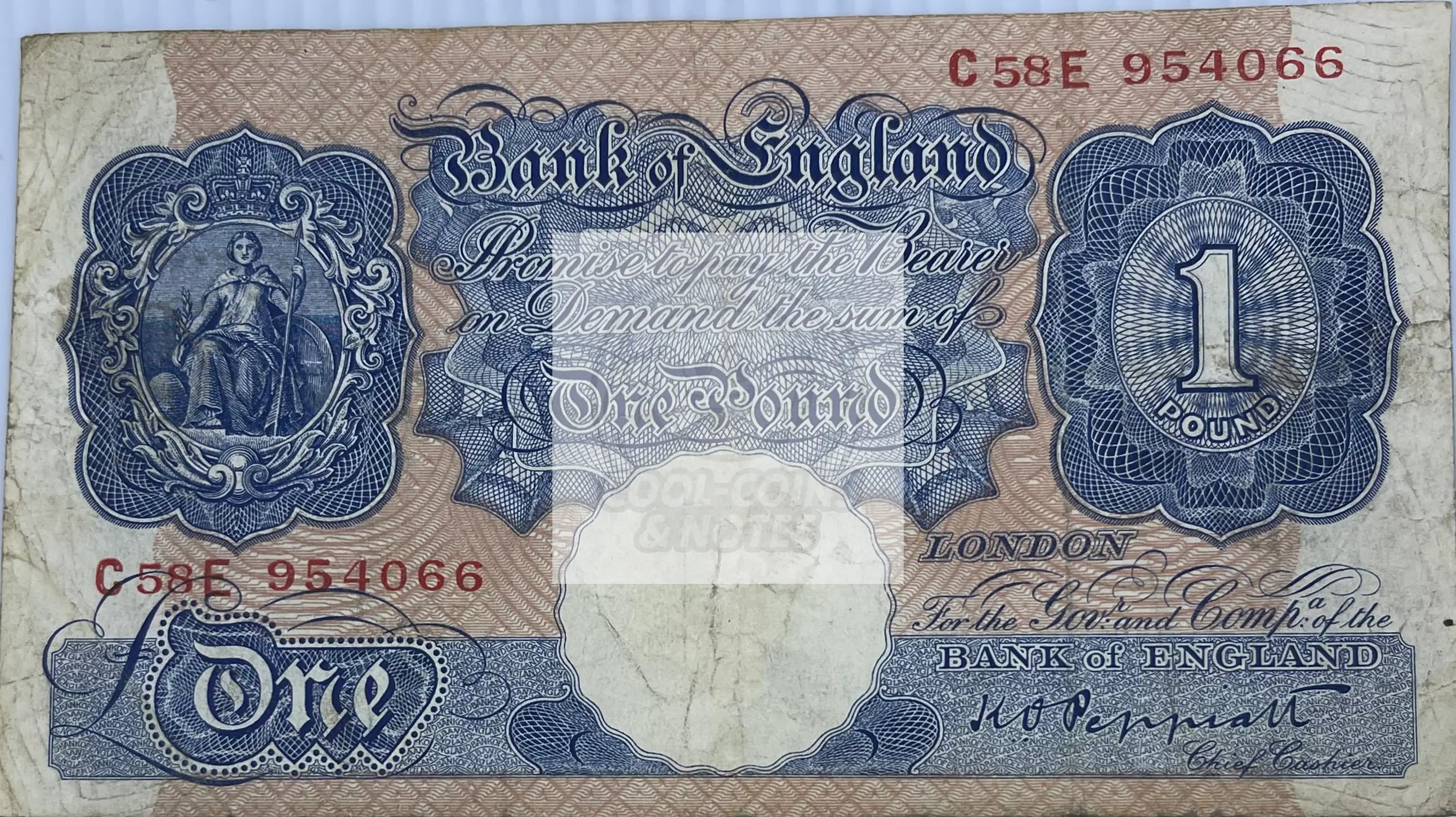 England 1948 1 Pound P-369d Used World Banknote Currency - Cool Coins & Notes